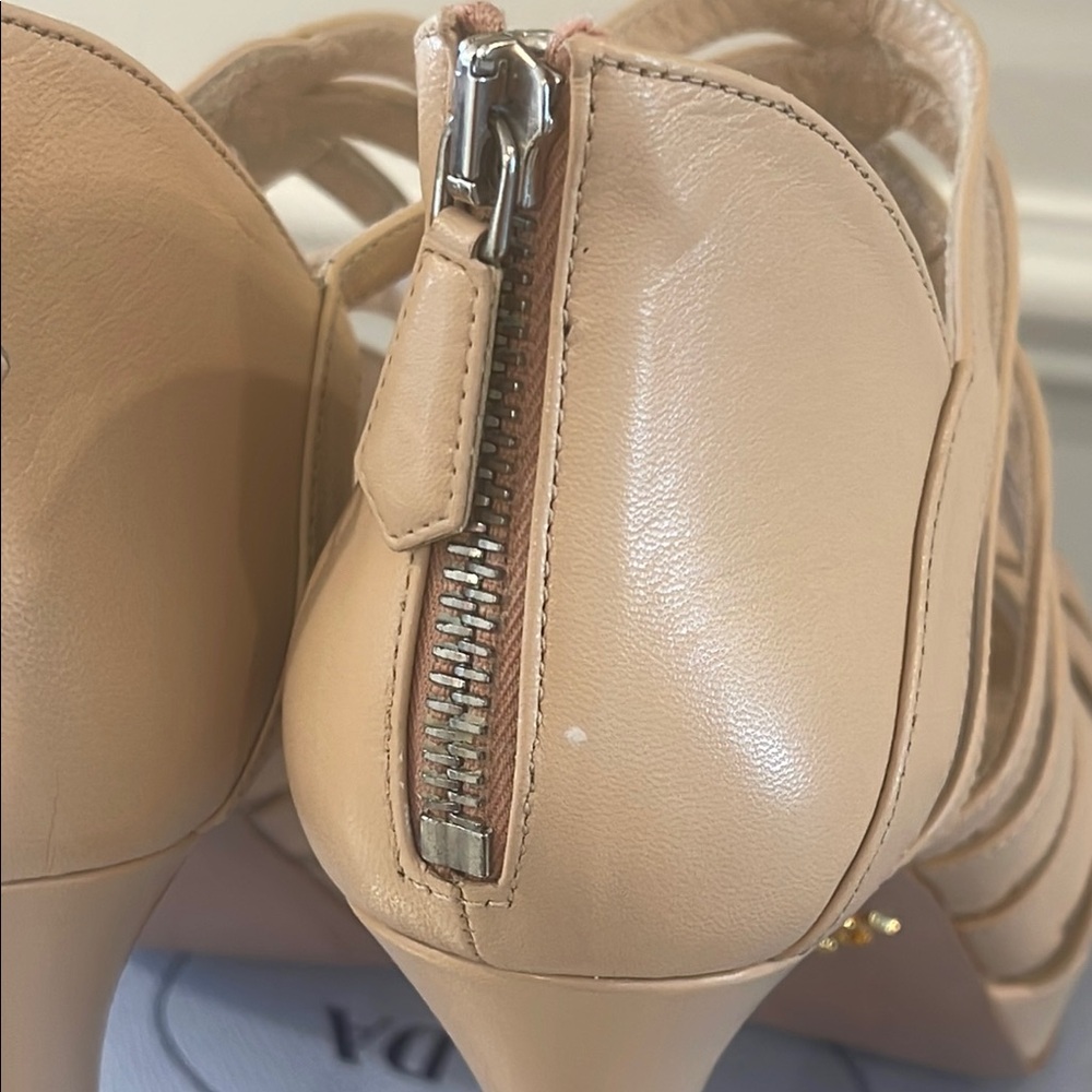 Prada Women's Tan Cage Strappy Stilleto Heels - Picture 10 of 13